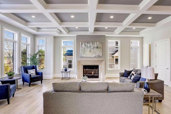 Beautiful hardwood flooring installation in a modern living room