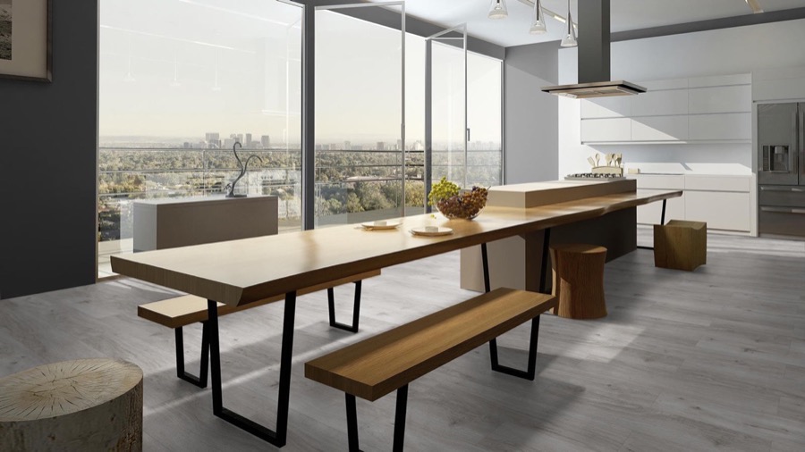 Luxury vinyl plank flooring in a stylish home setting